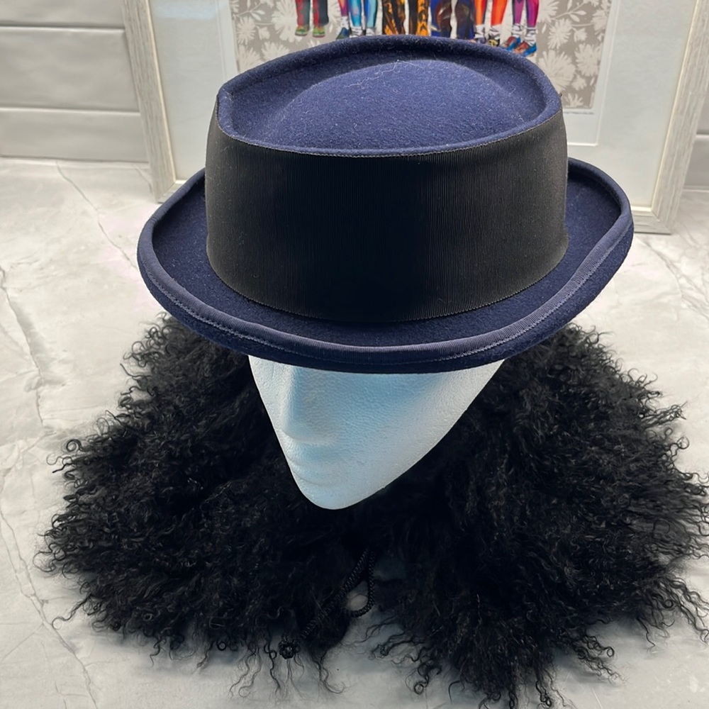 Vintage “pork pie” blue felt hat
